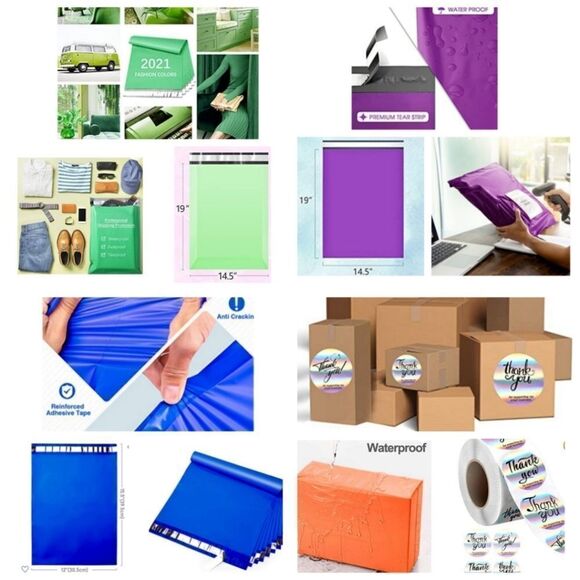 Poly Mailers XLarge Size Bags 50pc Starter Pack w/Stickers - Picture 1 of 16